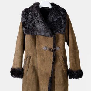 Werner Christ Olive Suede Fur Lined Coat